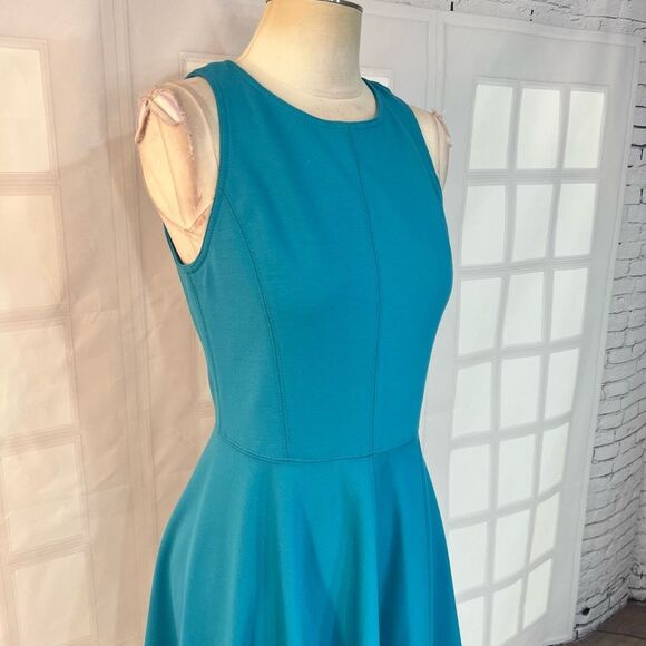 Rebecca Taylor NWT ponte jersey sleeveless fit & flare turquoise dress size 4 - Picture 4 of 13